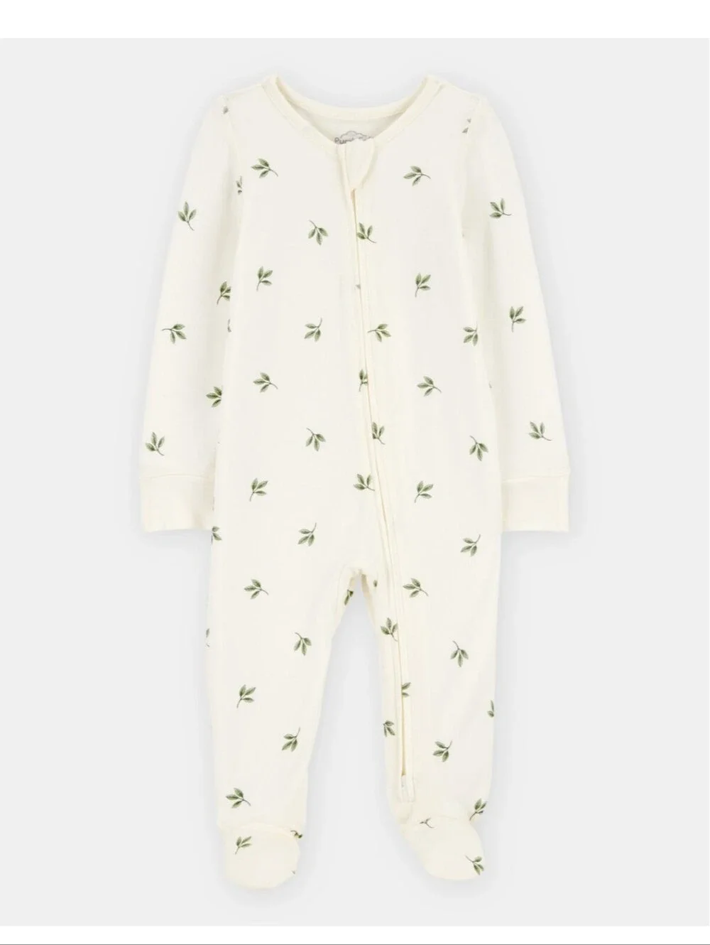 Carter's Baby Leaf Print 2-Way Zip PurelySoft Sleep & Play Pajamas - Ivory, NB